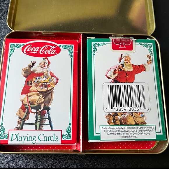 1994 Coca Cola Nostalgic Santa Playing Cards Collectible Tin 2 Set - Picture 3 of 5
